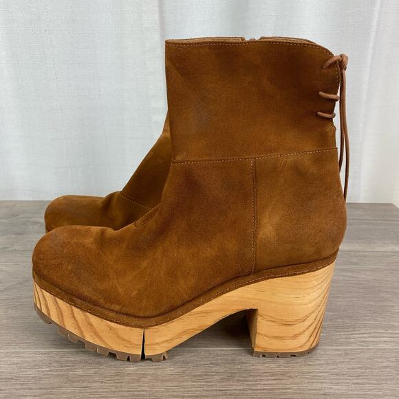 Free People Brown Suede Kenna Platform Lug Sole Clog Boots Sz.41(US 10) NWOB - Picture 8 of 16